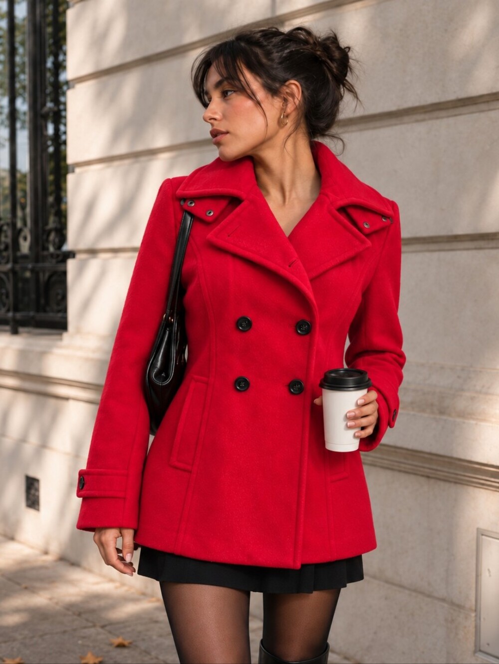 Calvin Klein Red Hooded Double Breasted Peacoat Jacket Size Small Military